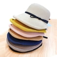 thumbnail image 4 of Dujiujun Women Sun Hat Solid Color String Decor Foldable Curled Edge Sunshade Short Brim Lady Fisherman Hat Headwear, 4 of 8
