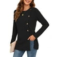 thumbnail image 3 of JuneFish Women's Long Sleeve Tunic Tops Casual Tshirts Loose Crewneck Buttons Side Pullover Sweaters Fall Comfy Split, 3 of 6