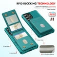 thumbnail image 5 of For Samsung Galaxy S24 Ultra Removable Card Holder Cover Compatible with Magsafe 2 in 1 Detachable Wallet Case Magnetic Luxury PU Leather RFID Blocking Back Flip Kickstand Shockproof Case,Green, 5 of 8