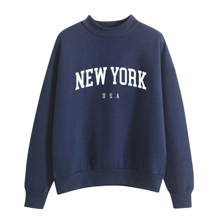Navy blue crewneck sweatshirt womens sale