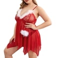 thumbnail image 1 of Gibobby Lencería de encaje Día de San Valentín para mujer Conjunto de lencería sexy de Navidad de Papá Noel para mujer con liguero de encaje Teddy Body(Rojo, 5XL), 1 of 5