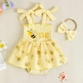 thumbnail image 2 of Zanarzt Baby Girl Romper Baby Girl Summer Clothes Cute Girl Outfits Sleeveless One Piece Romper Headband 15pcs set Light Yellow,3-6 Months, 2 of 6