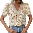 thumbnail image 2 of GaThRRgYP Summer Tops,Womens Blouses,Women's Fashion Casual Spring and Summer Floral Printing Short Sleeve V-Neck Blouses & Shirts, 2 of 9