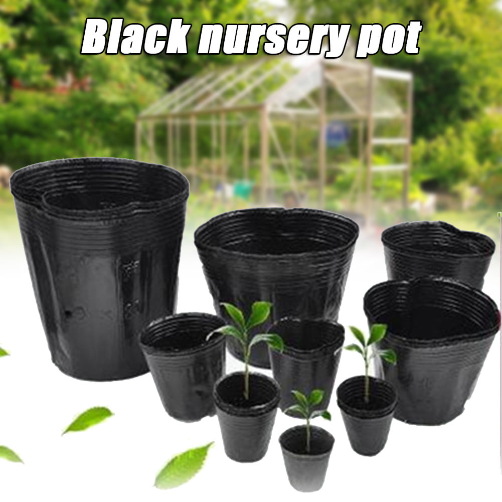 20/50X Black Plastic Plant Pot Square Flower Pots Home Office Decor Nursery Pot 