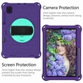 thumbnail image 3 of Dteck For Samsung Galaxy Tab A7 10.4" Case SM-T500 T505 (2020) Heavy Duty Shockproof With Pencil Holder Rotating Kickstand Hand/Shoulder Strap Cover, Purple+Aqua, 3 of 5