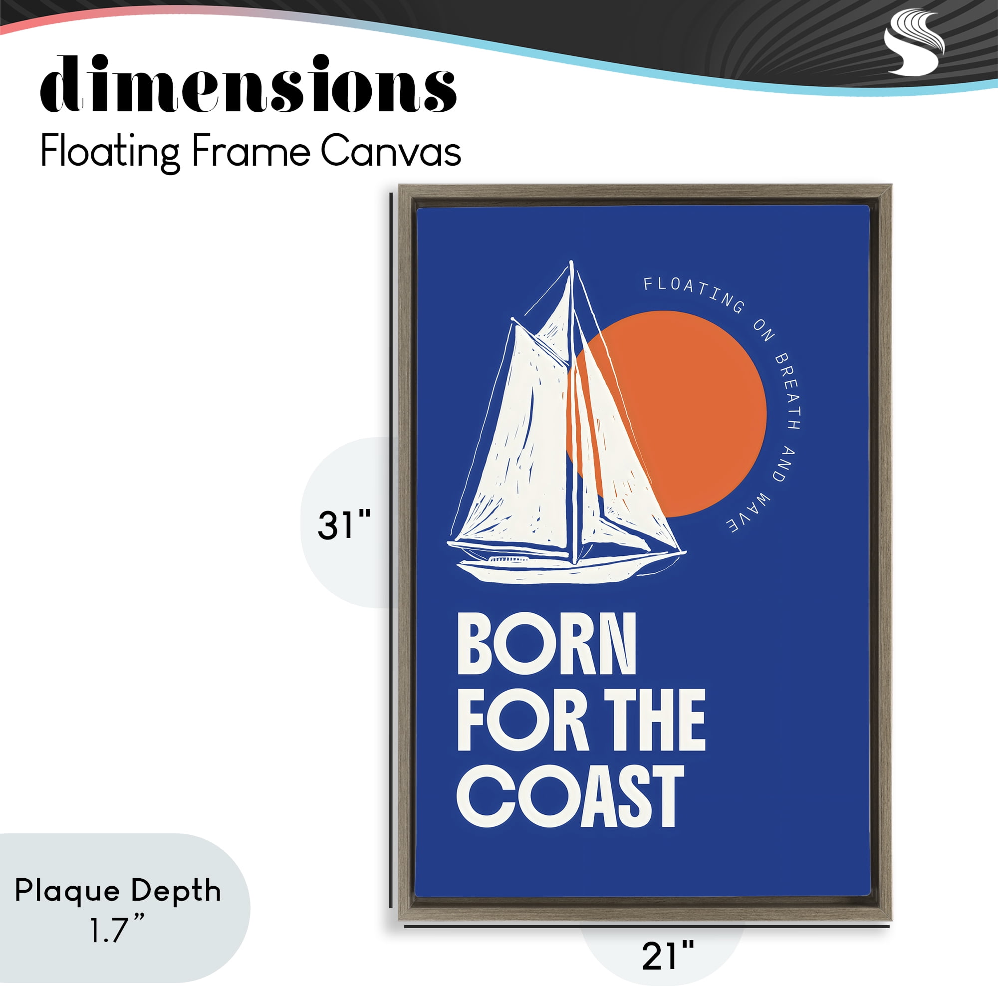 Stupell Industries Born For The Coast Brown Framed Floater Canvas Wall Art, design by Creative Studio