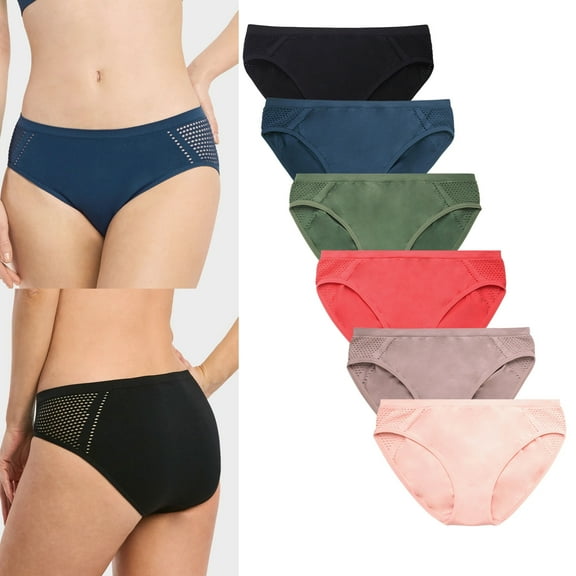 3 Ladies Sexy Underwear Seamless Bikini Panties Mesh Sides Hipster Panty Womens