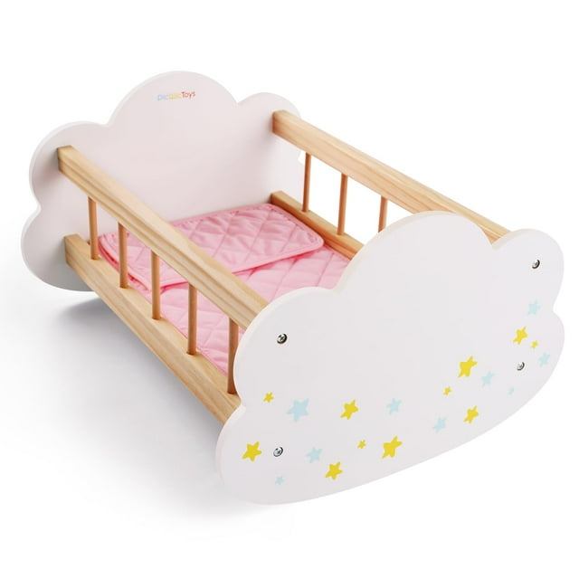 Cama para muñecas BABESIDE, cuna mecedora de madera para muñecas de 30 a 40 cm