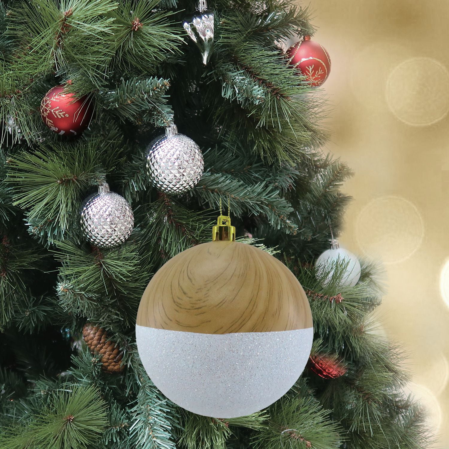 Holiday Time Ornement Boule en Bois Peinte
