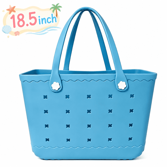 TRANSLINK Women's EVA Beach Tote Bag 18.5" Waterproof Large Sand-Resistant Carryall for Pool Vacation