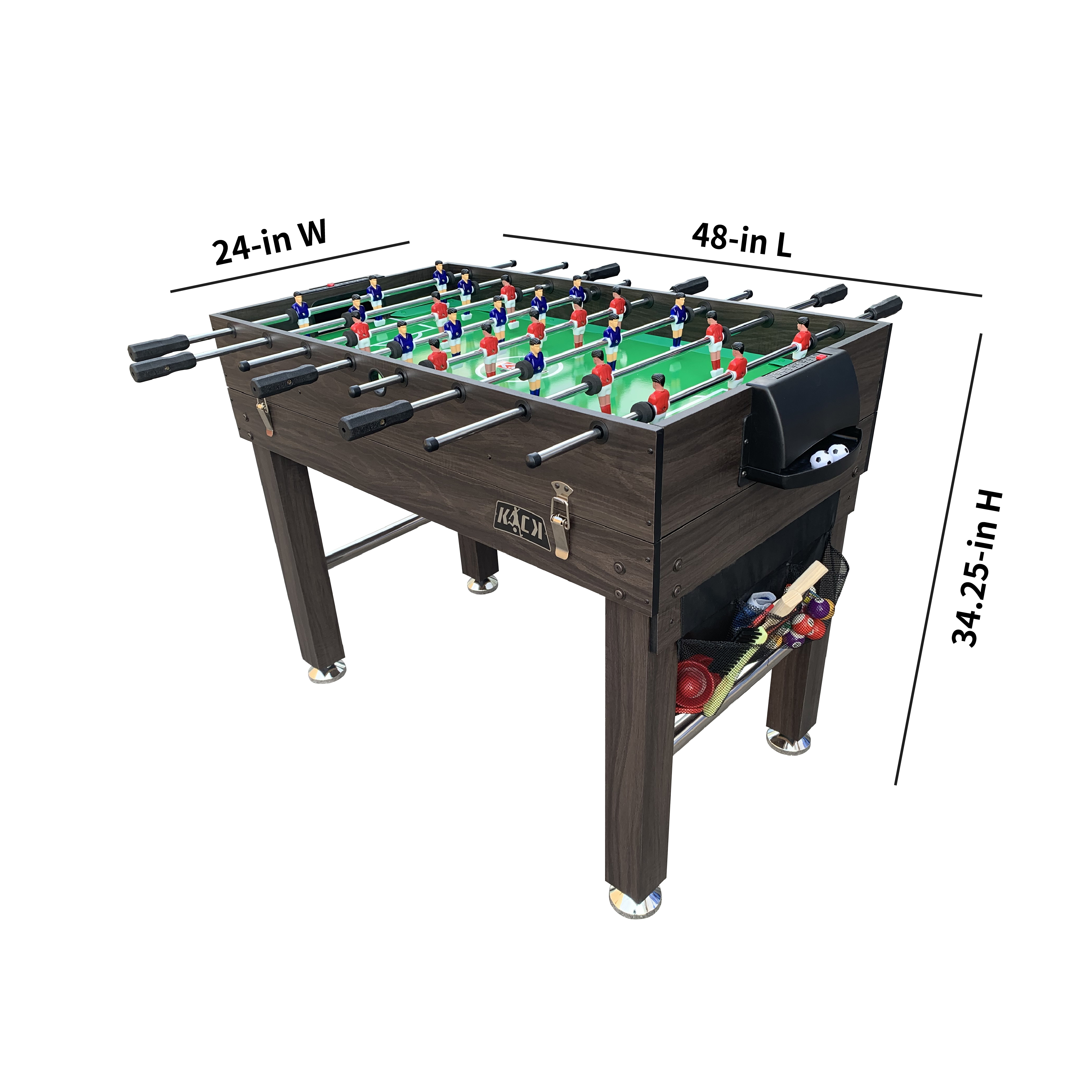 KICK Minotaur 48" 5-in-1 Multi-Game Table (Brown) - Combo Game Table Set - Foosball, Glide Hockey, Billiards/Pool, Table Tennis, and Basketball for Home, Game Room, Friends and Family!