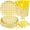 Yellow, variant on 200 Pcs Gingham Party Supplies Yellow Gingham Paper Plates and Napkins Set Disposable Yellow and White plaid Scalloped Paper Plates Checkered Dinner Party Set Cutlery for Baby Shower Wedding Easter