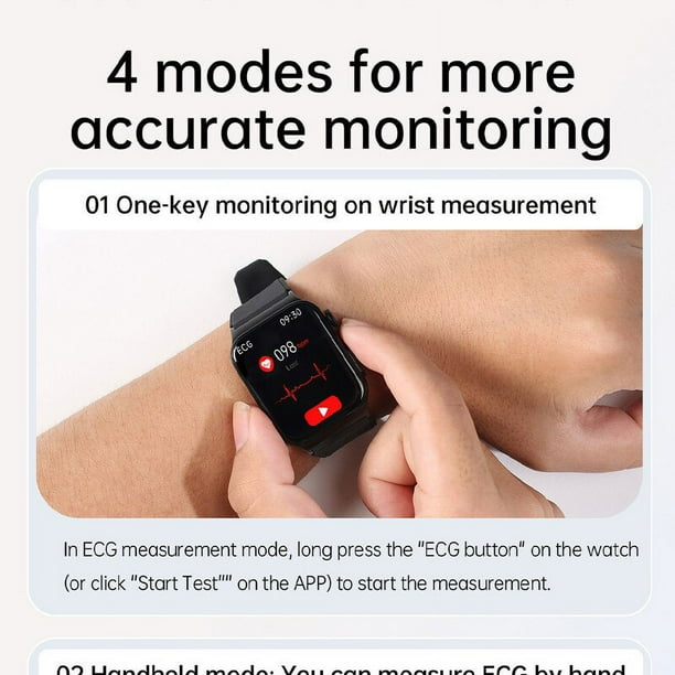 JM Reloj inteligente E500 para medir la glucosa en sangre monitorizacion ECG para hombres y mujeres temperatura de salud no invasiva reloj inteligente IP68 resistente al agua JM Walmart en linea
