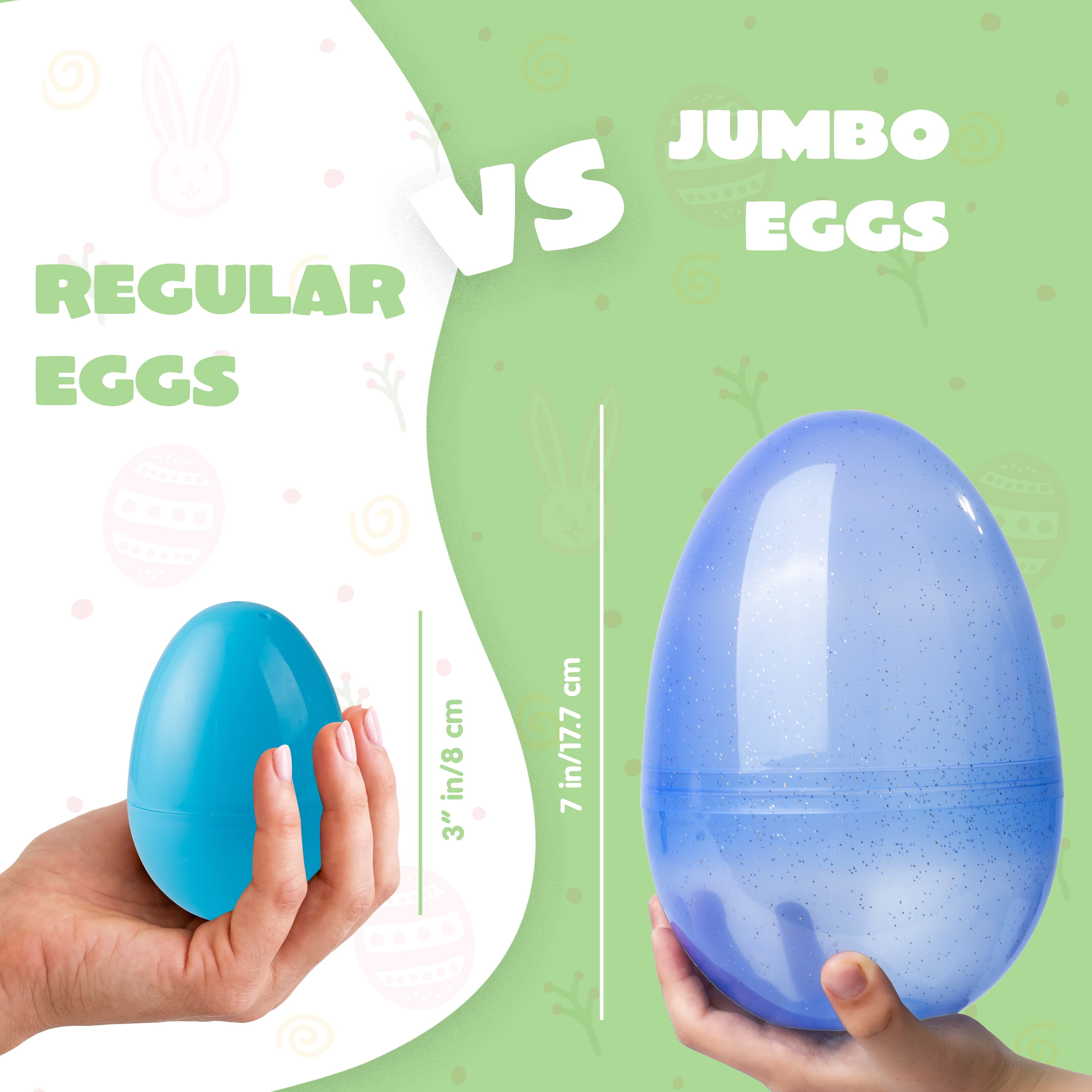 Joyfy 12 Pcs 7" Large Plastic Easter Eggs, Jumbo Glitter Assorted Colors Empty Fillable Easter Eggs for Filling Treats, Party Favor, Easter Egg Hunt, Decorations, Classroom Prize