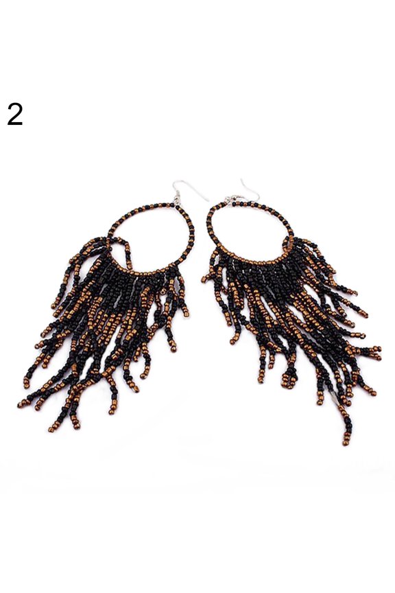 Lady Boho Long Tassels Dangle Hook Earrings Socialite Eardrop