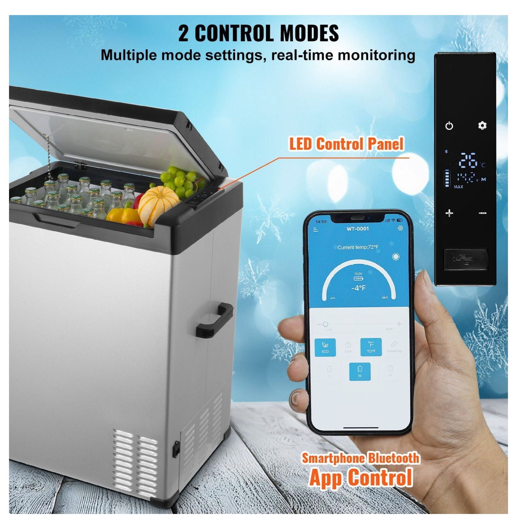 Car Refrigerator, 70L Portable Fridge Freezer, 12/24V DC & 110-240V AC, -4 to 68°F Adjustable Temp, Compressor Cooler for Camping, RV, Truck, Outdoor