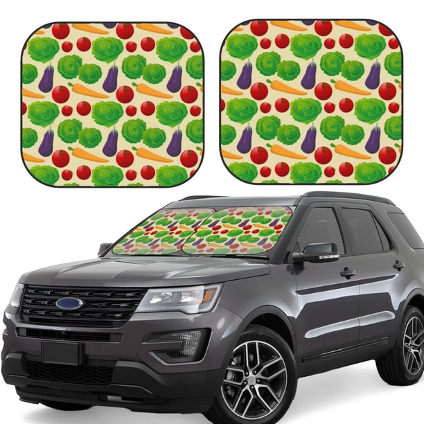 Fotbe Vegetable Juego de 2 Piezas de Parasoles para Parabrisas | Bloqueador Solar para Auto | Accesorios Plegables para Protección Solar Interior-Small