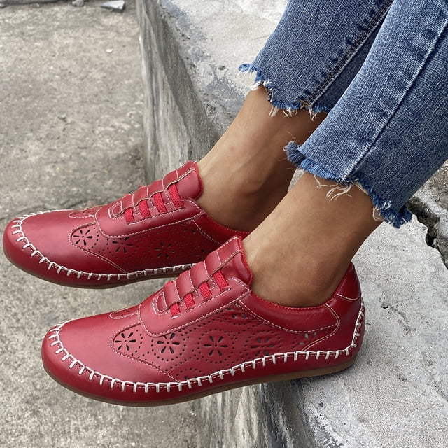 Zapatos planos huecos de banda elástica con punta redonda, transpirables, cómodos e informales para mujer Wmkox8yii FOPL2163