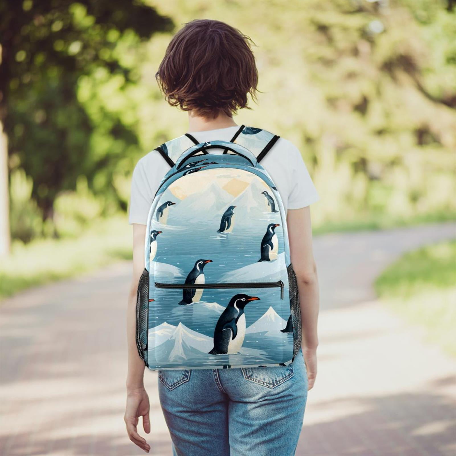 School Backpack Cute Penguin Bookbag For Boys Girls Teens Casual Travel Bag Computer Laptop Daypack