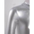 thumbnail image 4 of iixpin Girls Shinny Metallic Ice Skating Dress Dancewear Stage Performance Costume Kids Long Sleeve Gym Leotard Silver 8, 4 of 7