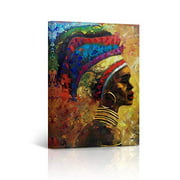 Buy4Wall African Wall Art Canvas Print Modern Woman Oil Painting Harmony of Colors Decorative Art Home Decor Artwork Stretched and Framed - Ready to Hang -%100 Handmade in The USA 22x15