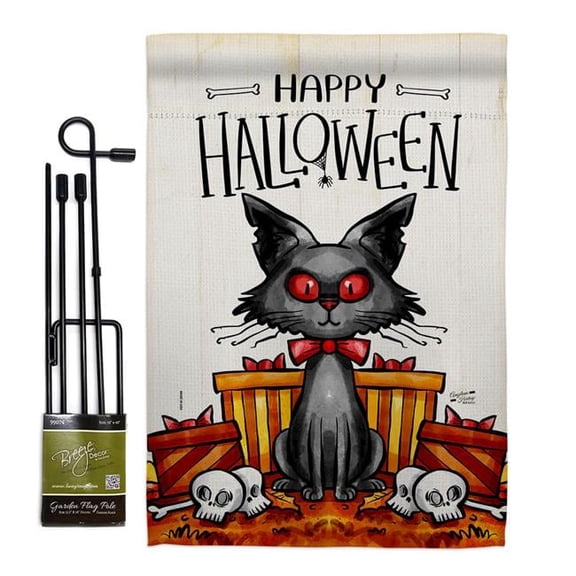 Angeleno Heritage GS130409-P3 Kitty O Ween Falltime Halloween 13 x 18.5. in. Double-Sided Decorative Vertical House Garden Flag Set for Decoration Banner Yard Gift