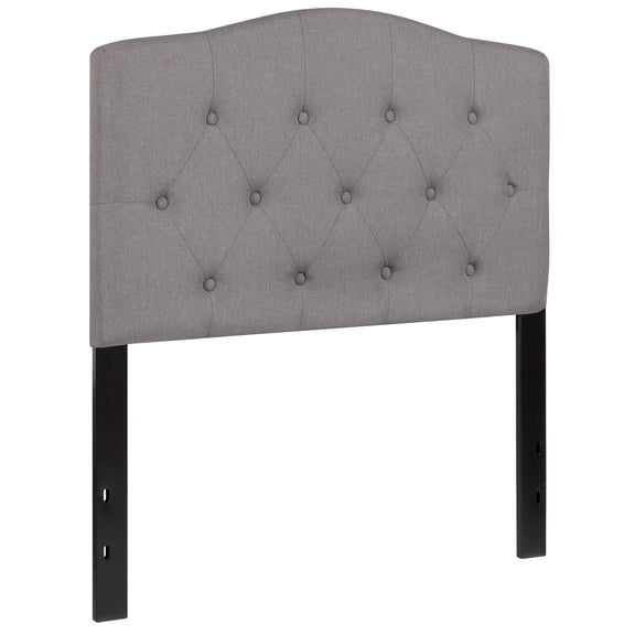 Bowery Hill Modern Tufted Twin Panel Headboard in Light Gray