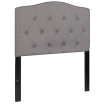 Bowery Hill Modern Tufted Twin Panel Headboard in Light Gray