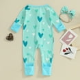 thumbnail image 3 of Bagilaanoe Newborn Baby Girl Valentine’s Day Jumpsuit Heart Print Long Sleeve Bodysuit + Headband 3M 6M 12M 18M Infant Spring One Piece Romper, 3 of 7