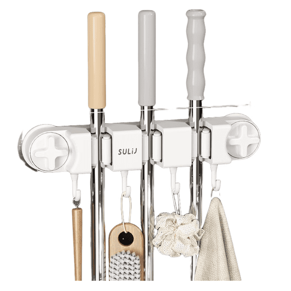 Suction Cup Mop Holder Three grids（white）