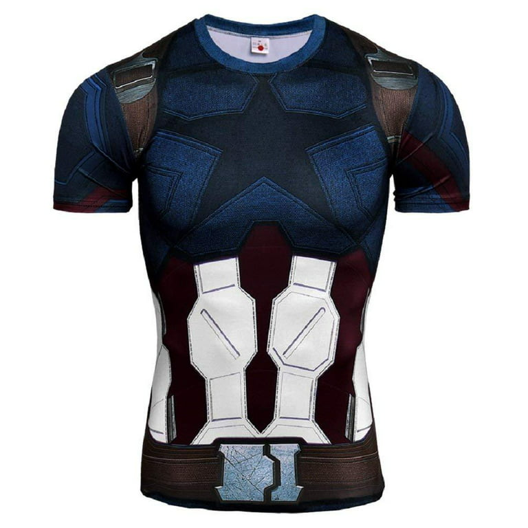 Superhero Compression T-Shirts - Men's Crew Neck - Captain America