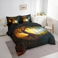 thumbnail image 3 of Manfei Gold Life Tree Twin Bedding Sets 7-Piece, Mystic Bohemian Plant Botanical Bedding Comforter Set, Teen Kid Child Adult Reversible Sheet Sets, Super Cozy Room Decor, 3 of 7