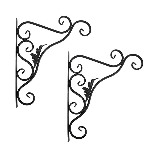 Yuarrent 2 piezas de soportes de cesta colgante de Metal para interior y exterior, colgador de flores para plantas de jardín, gancho de Jardín y Patio Bladeren