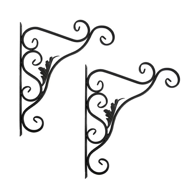Wosthever Paquete de 2 soportes de cesta colgante de metal montaje en pared jardín césped Patio cubierta planta flor percha linterna luz Jardín y Patio Bladeren Wosthever HA063169-02