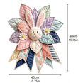 thumbnail image 3 of Bunny Accent Quilted Fabric Door Wreath Pastel Leaf Daisy Wall Hanging Ornament Rustic Style Front Door Spring Home Decor, 3 of 6