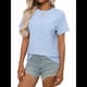 thumbnail image 1 of Blusa Informal de Corta con Cuello Redondo, Ojales Bordados y Aberturas para Mujer, Color Azul , Talla M, 1 of 9