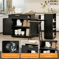 thumbnail image 4 of Craftian Extendable Kitchen Island Table with Stools & Storage, Kitchen Island with Charging Station, Black, 4 of 8