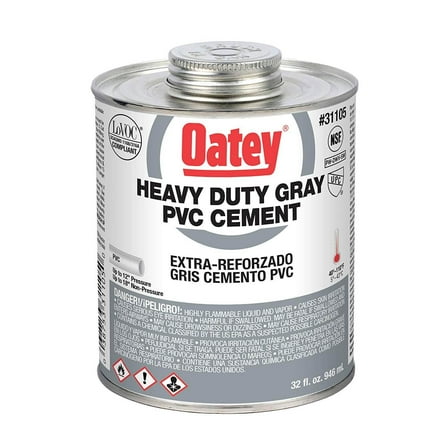 Oatey 31105 32 Ounce PVC Heavy Duty Durable Pourable Thick Formula Gray Cement
