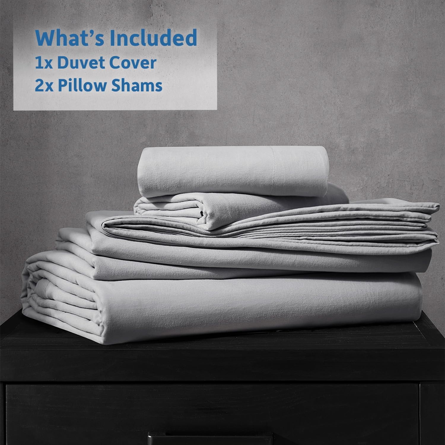 LammaLoe Duvet Cover King Size, Soft Prewashed 3-Piece Duvet Cover Bedding Set with Pillow Shams, Light Gray