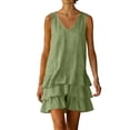 thumbnail image 2 of XiYing Robes Décontractées pour Femmes, Robe Maxi d'Été Sans Manches à Col en V pour Femmes - Coupe Ample Décontractée pour la Plage et les Vacances, Design Uni, Taille Unique (Lot de 1), 2 of 7