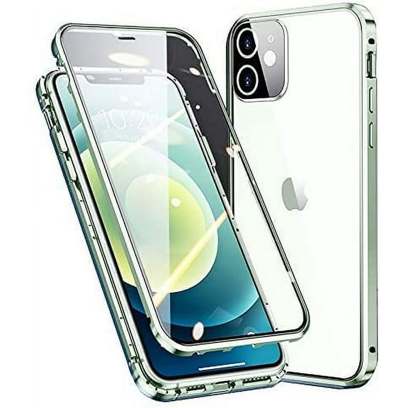 Lockable Magnetic Case for iPhone 14 Pro Glass Case with Camera Lens Protector Screen Protector Safety Lock 360 Full Body Double Sided Glass Bumper Case Clear Cover
