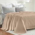 thumbnail image 3 of Superior Clara Cotton Striped Woven Blanket, California King, Khaki, 3 of 13