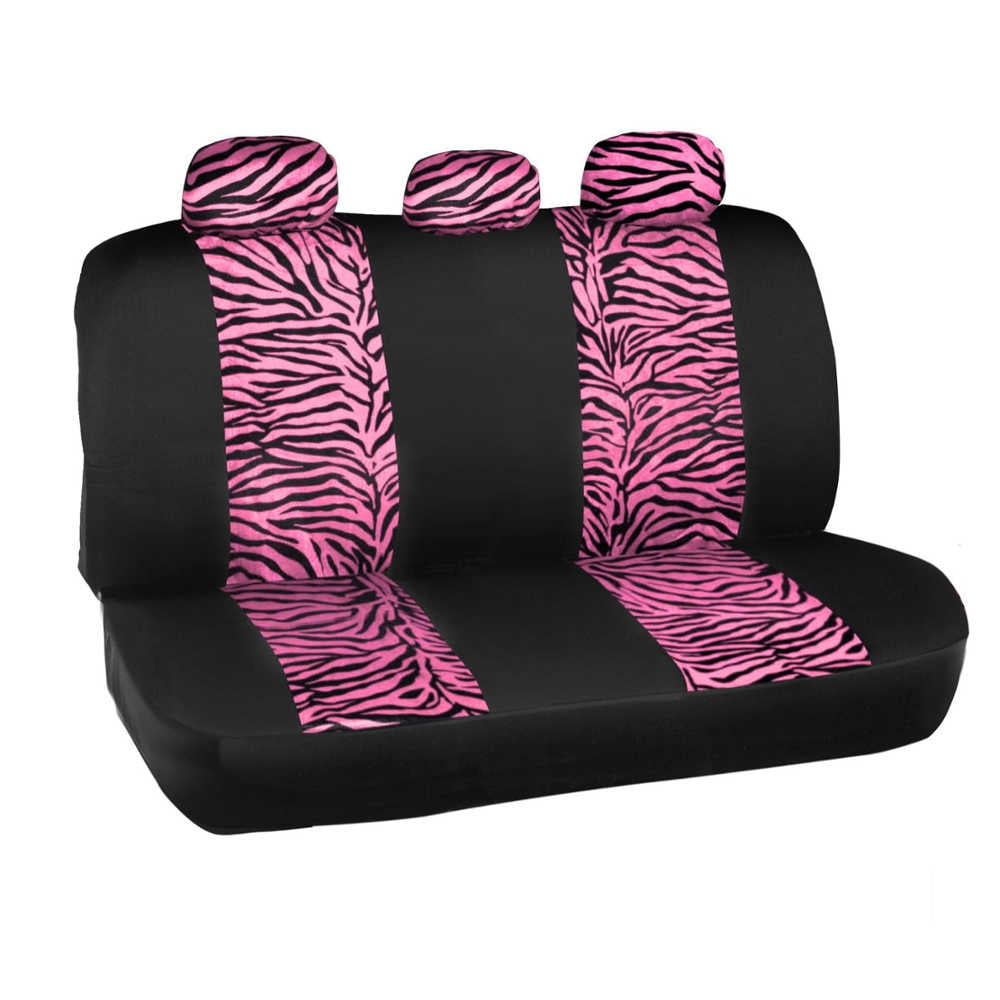 carXS Zebra Print Car Seat Covers Full Set, Includes Matching Seat Belt  Pads and Steering Wheel Cover, Two-Tone Animal Print Hot Pink Seat Covers  for Cars for Women, Car Seat Protector Interior Covers 