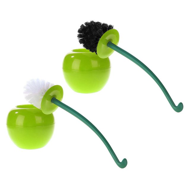 Juego de escobillas de inodoro de cereza Diseño de sello de cepillo de limpieza de inodoro de plástico (verde) Likrtyny Para estrenar