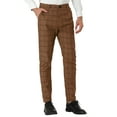 thumbnail image 5 of Unique Bargains Men's Slim Fit Plaid Business Pants Trousers with Pockets 34 Dark Brown, 5 of 7
