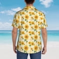 thumbnail image 4 of Fotbe Yellow White Plaid Sunflower Camisa Hawaiana para Hombre Unisex – Camisa Casual de Verano con Botones de Manga Corta de Algodón y Lino,3X-Large, 4 of 7