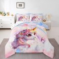 thumbnail image 2 of Unicorn King Bedding Set Comforter Set Cute Rainbow Unicorn Quilt Comforter Cartoon Kawaii Duvet Comforter Galaxy Stars Fantasy Unicorn Decor, 2 of 7
