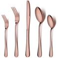 thumbnail image 1 of Juego de cubiertos de plata de oro rosa, juego de cubiertos de acero inoxidable de 5 piezas para 4, acabado de espejo,, 1 of 4