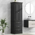 thumbnail image 3 of Hassch 70"H Tall Cabinet with Adjustable Shelves, 2 Doors and 3 Drawers, Freestanding Storage Cabinet for Bathroom Living Room Bedroom Kitchen Small Space, Black, 3 of 9