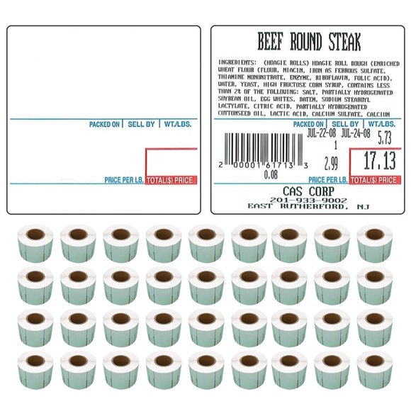 Pokanic Labels LST-8020 Thermal 36 Rolls - 18,000 Labels 58 x 60mm Printer Printing Scale Compatible with CAS LP-1000 CL-5000 CL-5500 CL-7200, Easy Weigh LS-100, VisionTech DLP-300 (8020, 36 Rolls)